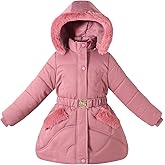 Podgina Girls Winter Coats Kids Pretty Puffer Jackets Child Fleece Hooded Warm Outerwear