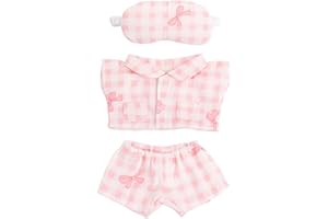6.7 Inch Doll Outfit Clothes Set, Pink Bow Doll Pajama with Eye Mask Cute Soft Plush Toy Clothing Accessories for Collectors 