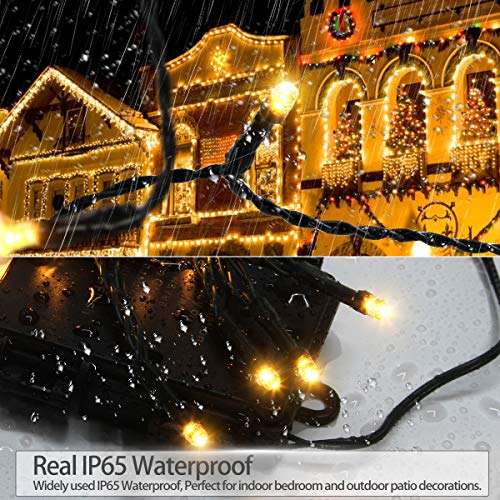 [IP65 Waterproof] Christmas String Lights Outdoor, 50 LED Fairy Lights Battery Operated 16.4Ft Green Cable with 8 Modes, Timer and Memory for Xmas Tree, Halloween, Party, Wedding, Garden - 2 Pack