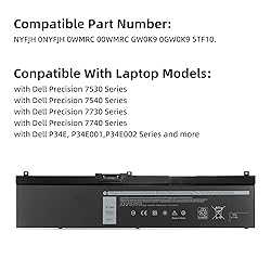YXKC NYFJH Laptop Battery Replacement Compatible