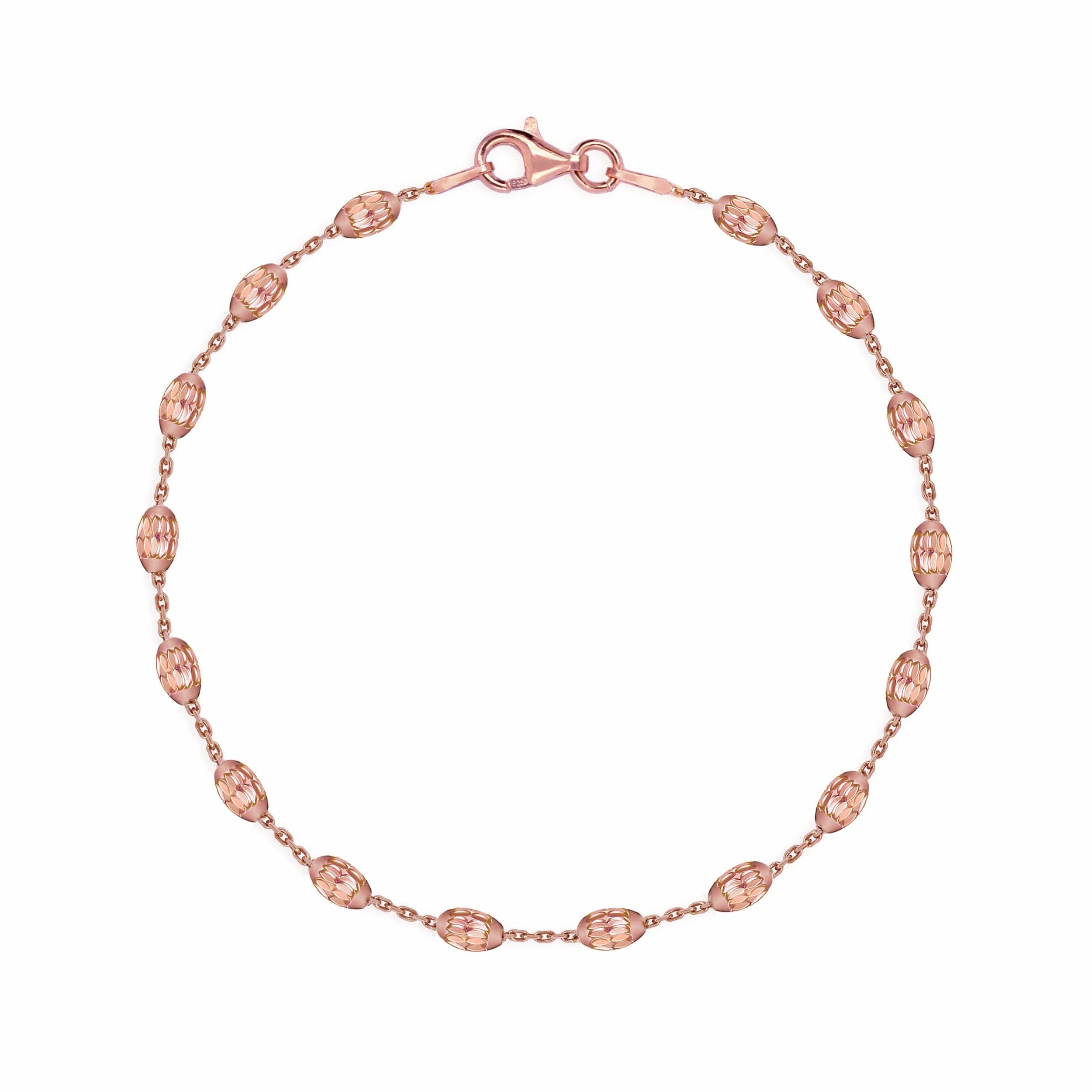 Lynora Jewellery Geobeads Bracelet Rose Gold Plated Rose Gold 7.5"