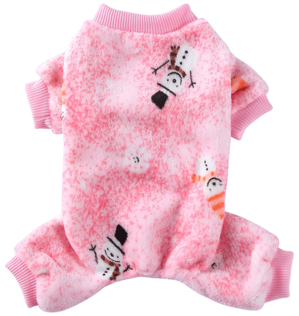 XIAOYU Christmas Pet Clothes Snowflake Pattern Warm Dog Pajamas Cat Jumpsuits Puppy Apparel, Pink, M