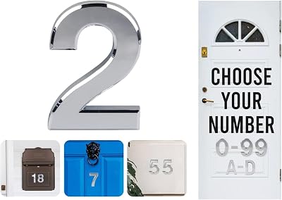 Rubigo 3D Chrome Effect Door Numbers 0-99 ABS Self Adhesive Silver