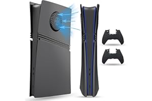 PEYANZ Faceplate for PS5 Pro (Digital Edition), Cover Plate, ABS Shell with Heat Dissipation, Matt Skin, Includes 2 Silicone Controller Covers (Black+)