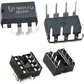 555 Timer Single High-Precision Timer IC NE555 NE555P NE555N Pulse Generator DIP-8 (10 Pcs) + 8 Pin DIP Socket (10 Pcs)