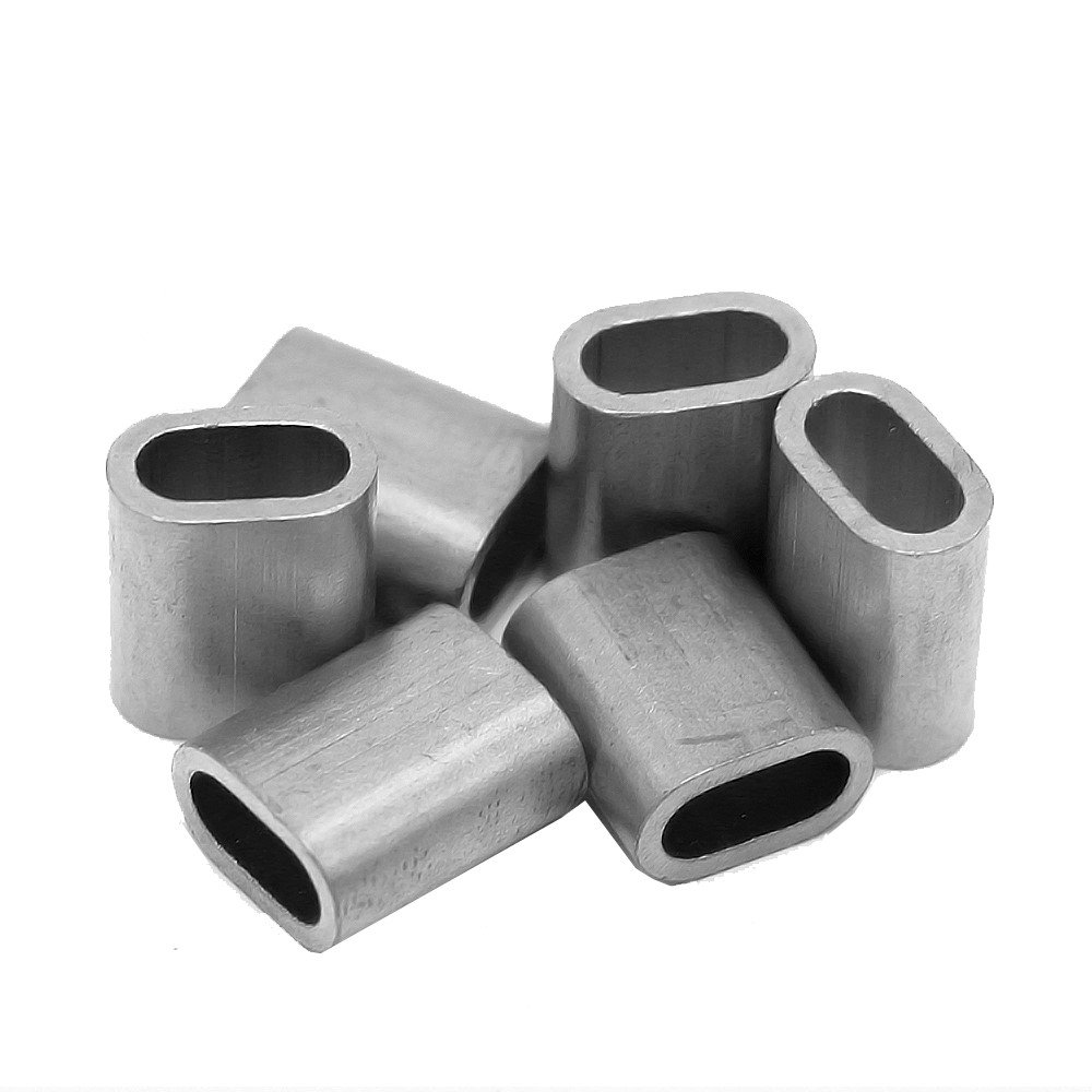 Constrabo® | 50x aluminium ferrules 2.0 mm | Oval aluminium ferrule conforming DIN EN 13411-3 (DIN 3093) | Pressing sleeves, ferrules for ropes, wire rope ferrules, aluminium rope sleeve, press clamp