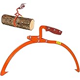 Meyoppm 20 Inch Orange Log Tongs, 2 Claw Skidding Tongs with Non-Slip Grip | Heavy Duty Log Grabber with Wood Handle, Timber Claw Hook for Lifting, Handling, Dragging &amp; Carrying Firewood