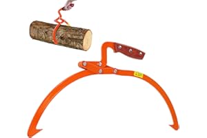 MEYOPPM 20 Inch Orange Log Tongs，2 Claw Skidding Tongs Non-Slip Grip, Log Lifting Tongs for Handling, Dragging & Carrying Tool
