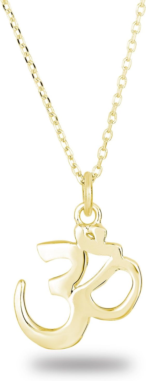 925 Sterling Silver OHM Om Aum Yoga Plain Charm Pendant Necklace 18"