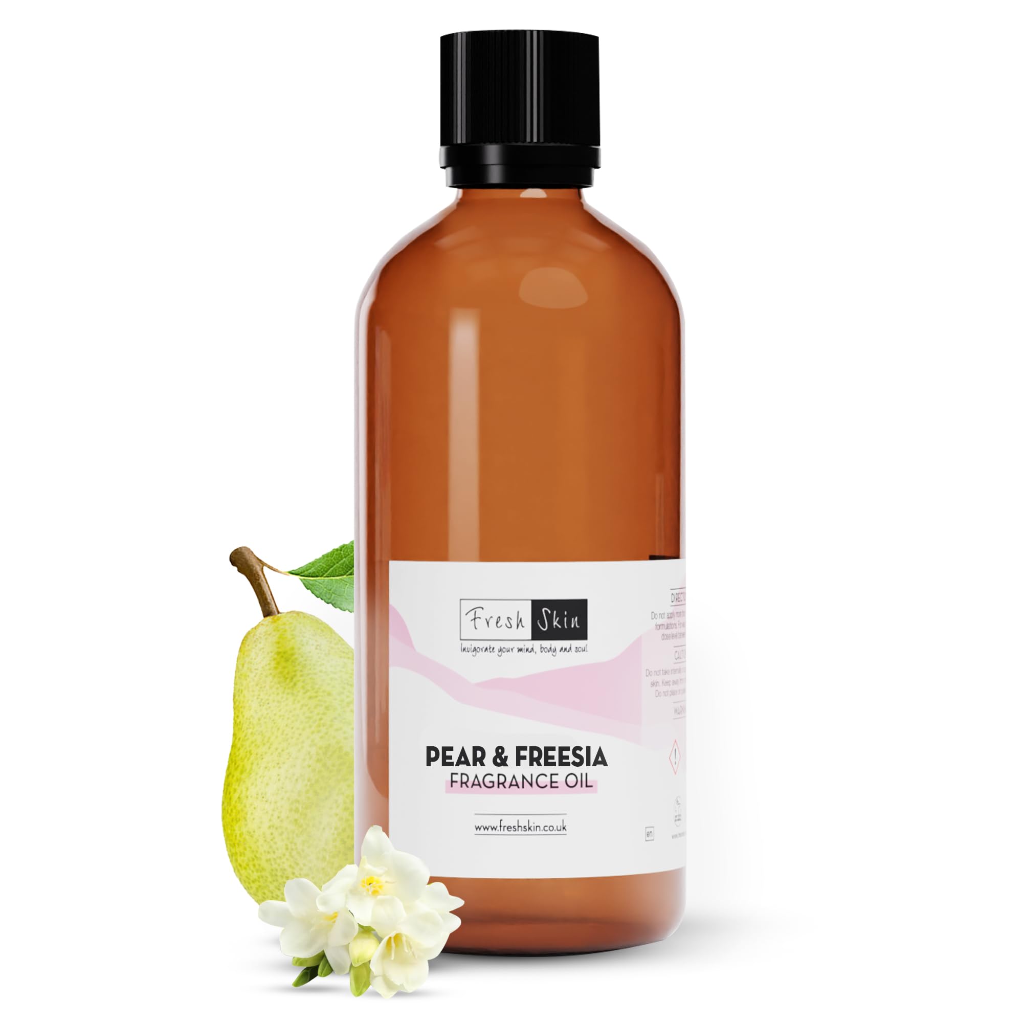 freshskin beauty ltd | 100ml Pear & Freesia Fragrance Oil - Candles, Bath Bombs, Soap Making, Reed Diffusers & Wax Melts - Cosmetic Grade - Vegan Friendly - A Rich, Complex, & Long Lasting Scent!