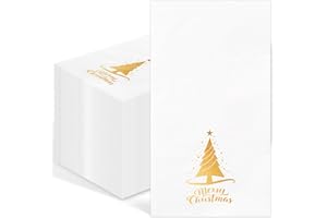 IANFEPH 100 Pcs Christmas Paper Napkins 3 Ply Disposable Bathroom Guest Hand Towels Gold Foil Xmas Tree Decorative Party Napkins for Kitchen Dinning Winter Wedding Birthday Holiday Supplies