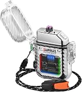 SUPRUS Luminous Lighter USB Rechargeable Arc Lighter 3 Modes Survival Whistle