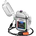 SUPRUS Luminous Lighter 3 Modes of Flashlight Windproof Waterproof Lighter Electric Lighters Rechargeable Dual Arc Plasma Lighter with Survival Emergency Whistle and Lanyard (Silver)