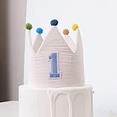 HODIHIWI Muslin Crown Hat 1-3 Birthday For Baby Boy Girl Party Decoration Blue Pink Headband
