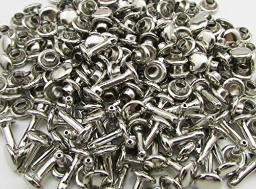 Amanteao Silvery Double Cap Rivets Plane Cap 12mm and Post 10mm Pack of 100 Sets