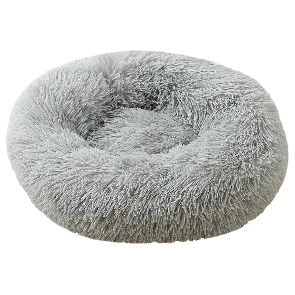 pet wiz Soft Calming Donut Bed - Premium Quality For Dogs & Cats - Anxiety Relief - 50cm, 80cm, 100cm - 6 Colours Available (100cm, Light Grey)
