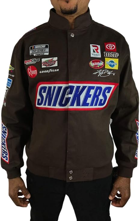 Amazon ナスカー Jhデザイン レーシング ジャケット Nascar Jhdesign Snickers スニッカーズ ワッペン 刺繍 メンズ 茶色 ブラウン 青 白 赤 Jk473 コート ジャケット 通販