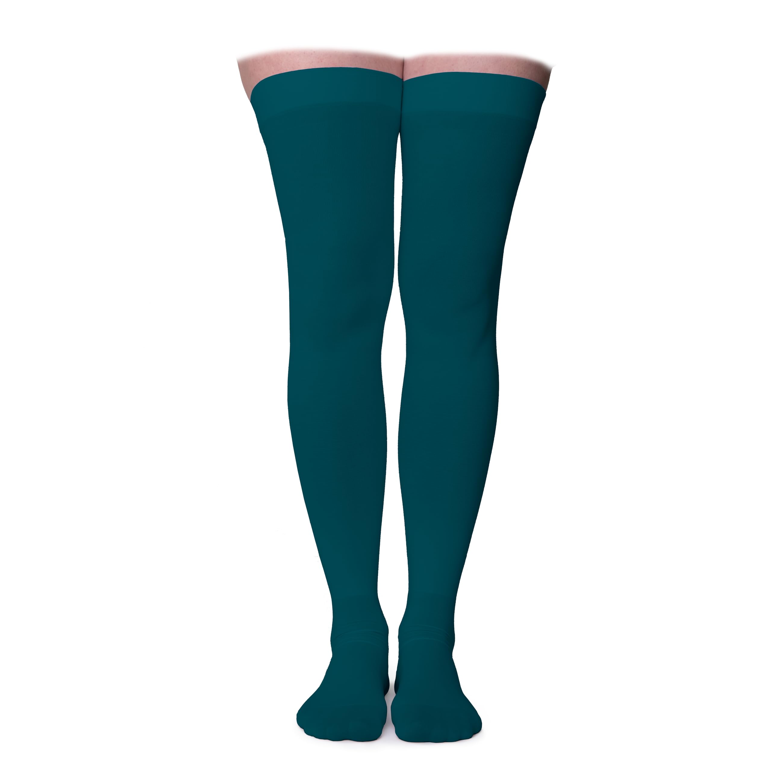 FitLegs - Open-Toe Compression Stocking - 18mmHg AES DVT Prevention - Thigh High, Extra Large, Green