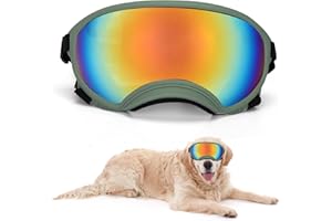 OUTAMATEUR Large Dog Sunglasses Dog Goggles Pet Glasses Pet Eyewear with Adjustable Strap,Glasses for Medium Large Dog Swimming Skating Glasses UV Proof Windproof Dustproof