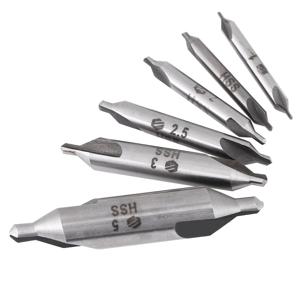 6 Pcs 60 Degree HSS Center Drill Bits Centering Drills Tools Set Countersink Bit Tool 1/1.5/2/2.5/3/5 mm In Diameter