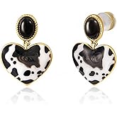 Wrangler Western Heart Drop Dangle Earrings for Women Statement 14k Gold Turquoise Cow Print Cowgirl Trendy Jewelry