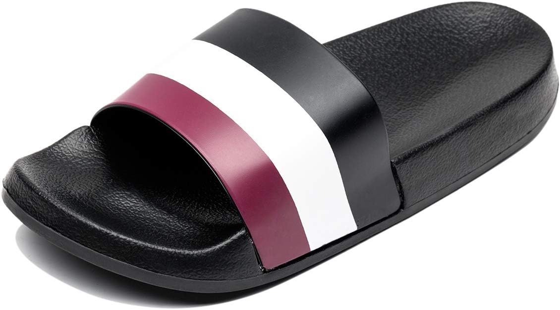 Fendou Slide Sandals for Women Anti-Slip Shower Shoes Soft Indoor Home House Sandal Bath Slippers (10-11 B(M) US, B-WhiteRed)