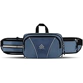 HTZPLOO Fanny Pack for Men Women Waist Bag with Water Bottle Holder for Hiking, Travel,Dog Walking, Workout (Dark Blue)