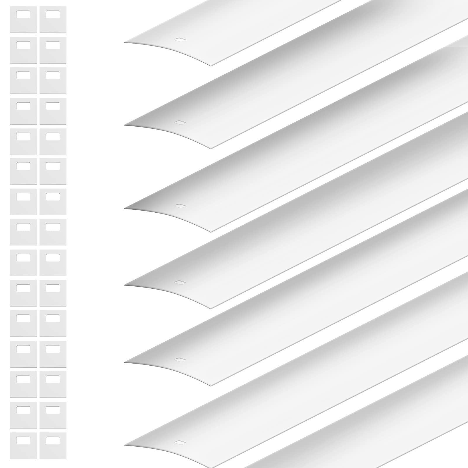 Photo 1 of Nuanchu 5 PCS Vertical Blind Replacement Slats PVC Vertical Blind Slats Replacement Parts and 30 Pieces Clear Repair Tabs Repair Fixers for Sliding Door Window(White)