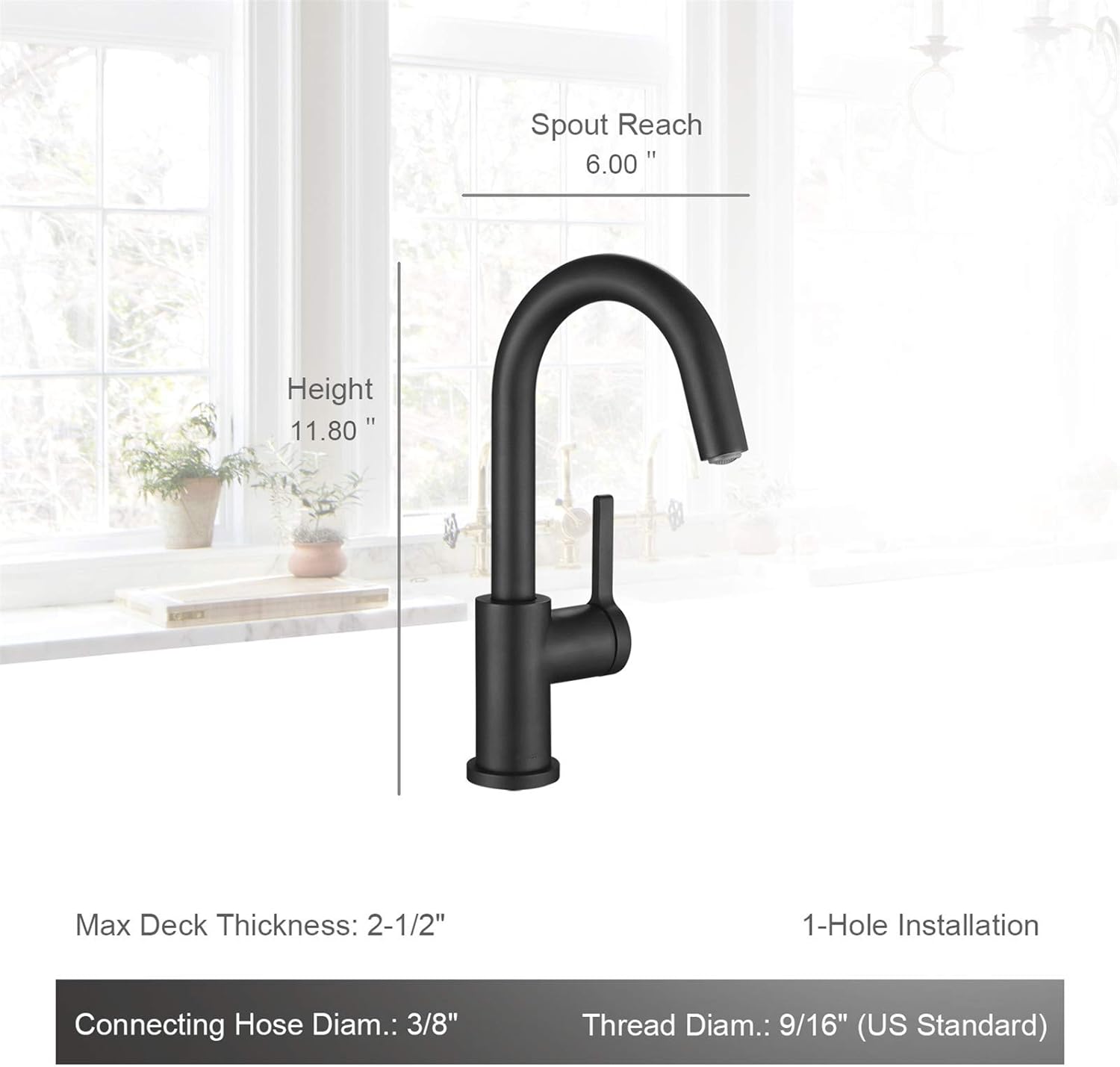 AguaStella AS1010MB Matte Black Bar Faucet or Prep Kitchen Sink Faucet with Single Handle - - 