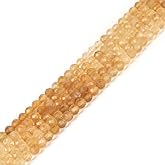 Citrine 4mm Faceted Round Beads Loose Beads 16 Inch for Jewelry Making Beads