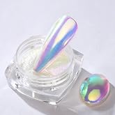 Pretty Diva Aurora/Memraid/iridescent/Unicorn Chrome Nail Powder | Aurora Pink Hologrpahic Nail Chrome Powders Pigment for Nails, Aura Rainbow Crome Powder for Gel Nails