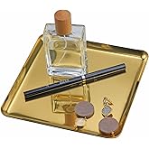 FREELOVE Metal Decorative Tray, Catchall Trays for Candle Tools Napkin Holder, Perfume Jewelry Organizer Makeup Trinket Dish, Dresser Vanity Counter Coffee Table Decor, Mirror Gold, 8''X8''