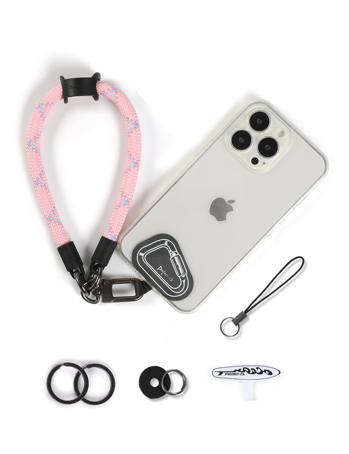 project-cb Hand Wrist Phone Strap,Tether Tab 2,Cell Phone Case Holder,Wristlet Strap for Camera,Lanyard Patch (Pink, 30cm)