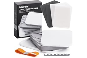 Nicpro Stay Wet Palette for Painting Miniature, Acrylic Paint Palette Tray with Lid, 100PCS Wet Pallet Paper, 4PCS Sponge, Brush Holder Paint Mixing Saver Palette for Miniature Model Paint