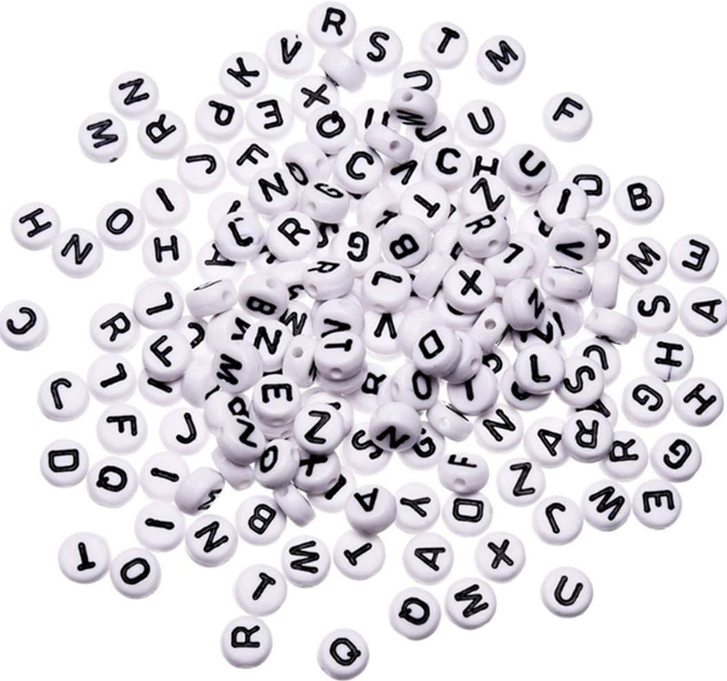 400 Pcs Mixed Alphabet Beads 7mm White Round Acrylic Letter Beads for Bracelets Necklaces and Jewelry Making by SamGreatWorld
