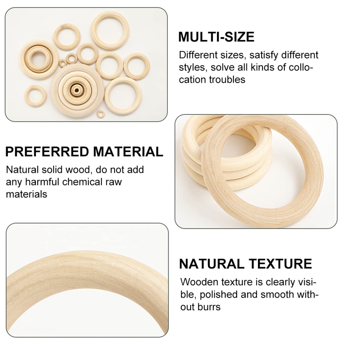 10 PCS 100mm Unfinished Wooden Rings for Craft, 4 inch Diameter Nature Solid Wood Rings for DIY Crafts Without Paint, Macrame Wooden Rings for Ring Pendant and Connectors Jewelry Making