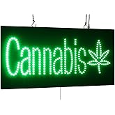 Cannabis Sign, 24"x12", 60x30cm, TOPKING, LED, Neon, Florescent, Signage, Signboard, Display, Billboard, Screen, Grand Opening, Gift
