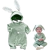 Fairy Baby Infant Baby Easter Outfits Newborn Bunny Romper Baby Boy Girls Bodysuit Jumpsuit with Rabbit Hat Cap 0-18M