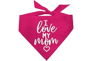 TEES & TAILS I Love My Mom Dog Bandana (177 Hot Pink, OS)