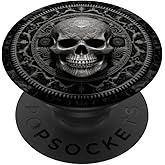 White Black Grey Gothic Goth Mandala Skull PopSockets Adhesive PopGrip