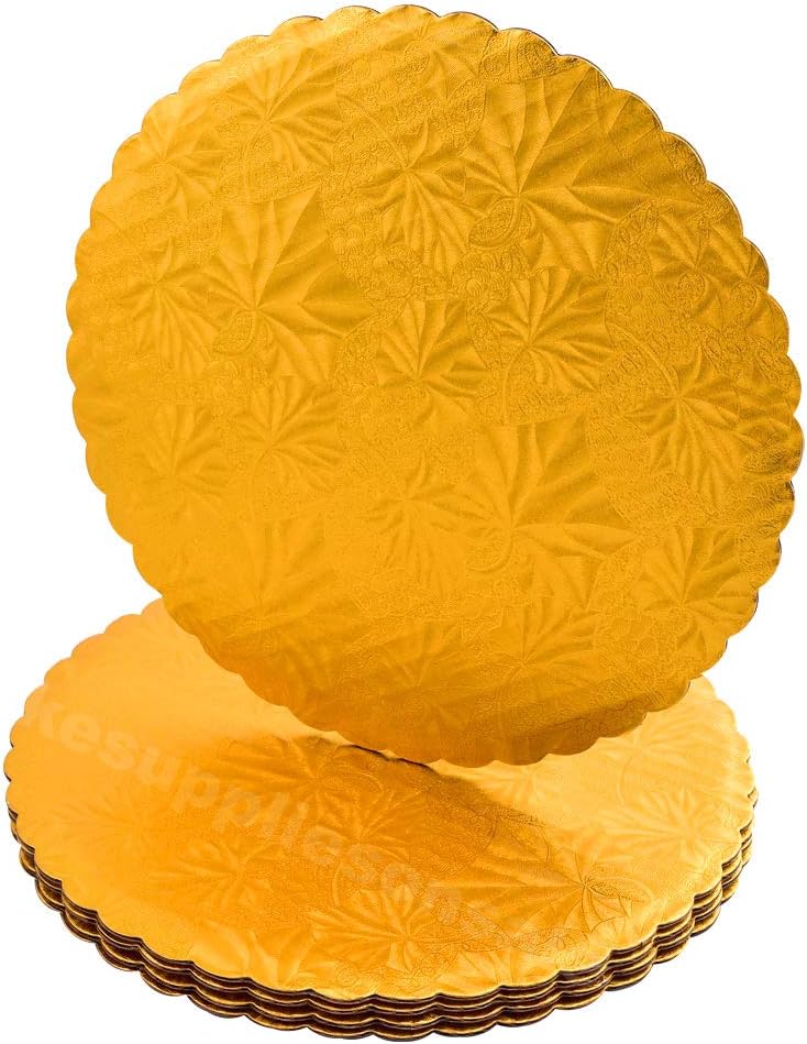 8" Gold Scalloped Edge Cake Boards, 12 ct