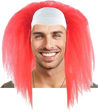 Amazon Com Scary Bald Clown Long Wig Red Adult Hm 613 Clothing