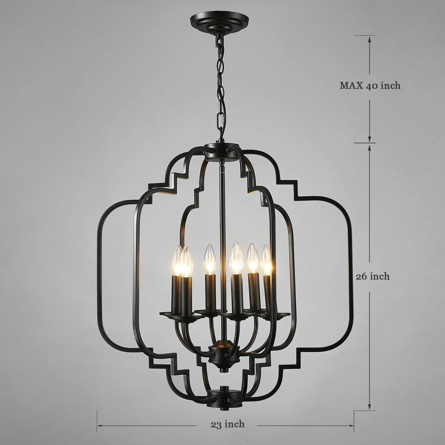 Saint Mossi 6-Lights Metal Chandelier Lighting Black Painted 23 inches Length 26 inches Height - - 