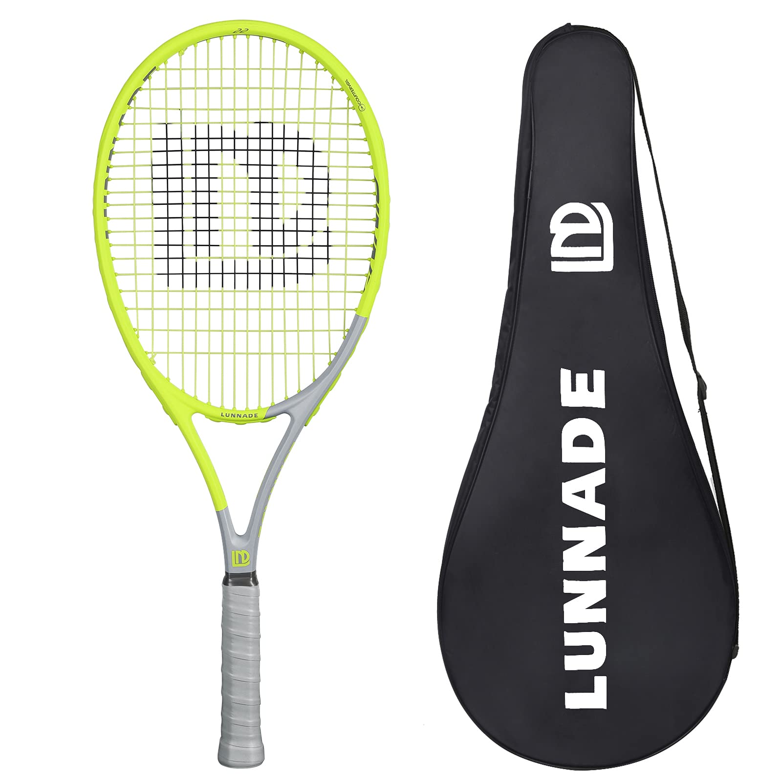 LUNNADE Adults Tennis Racket 27 Inch, Durable Tennis Racquet Light-Weight, Pre-Strung and Regrip, Suitable for Beginners to Intermediate Players