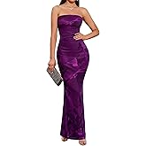 BTFBM Women Summer Strapless Maxi Dress 2026 Bodycon Floral Long Wedding Guest Dress Formal Tube Mesh Cocktail Dresses