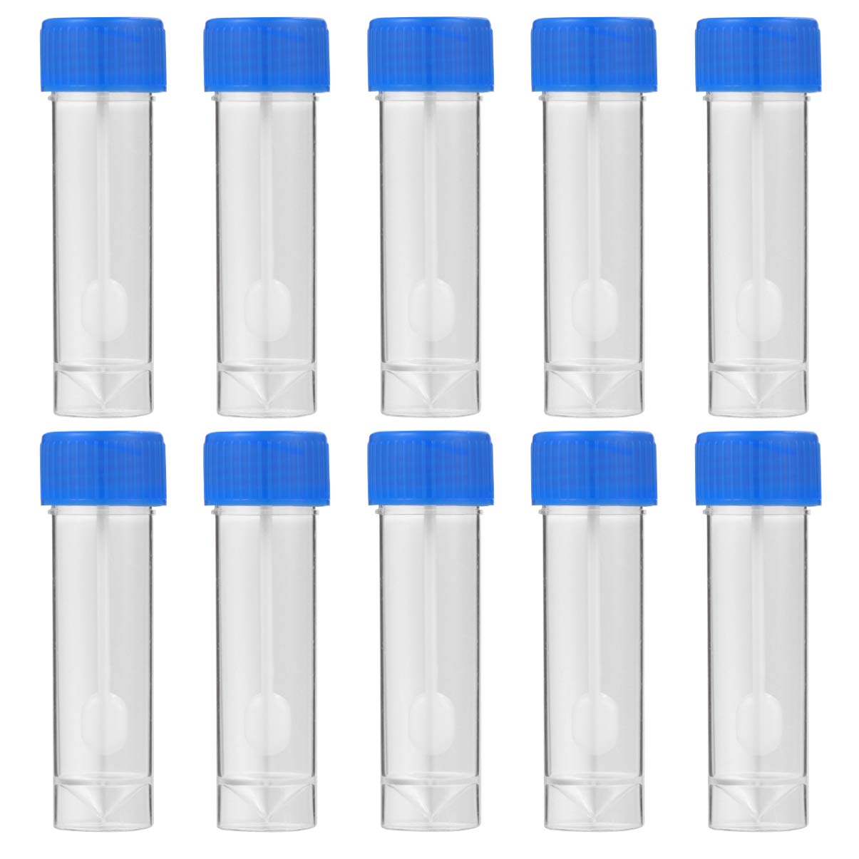 Milisten 10Pcs Stool Specimen Cup Stool Container Test Tubes Sample Specimen Bottle Urine Cup with Spoon Lid for Home Laboratory School Educational (Blue)