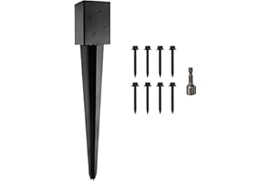 LADECH 4x4 Fence Post Anchor 24' Black Powder Coated Metal Ground Spike Mailbox Post Anchors