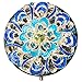 Ivenf Blue Royal Antique Flower Round Vintage Compact Metal Purse Mirror, Wedding / Thanksgiving / Christmas Gift