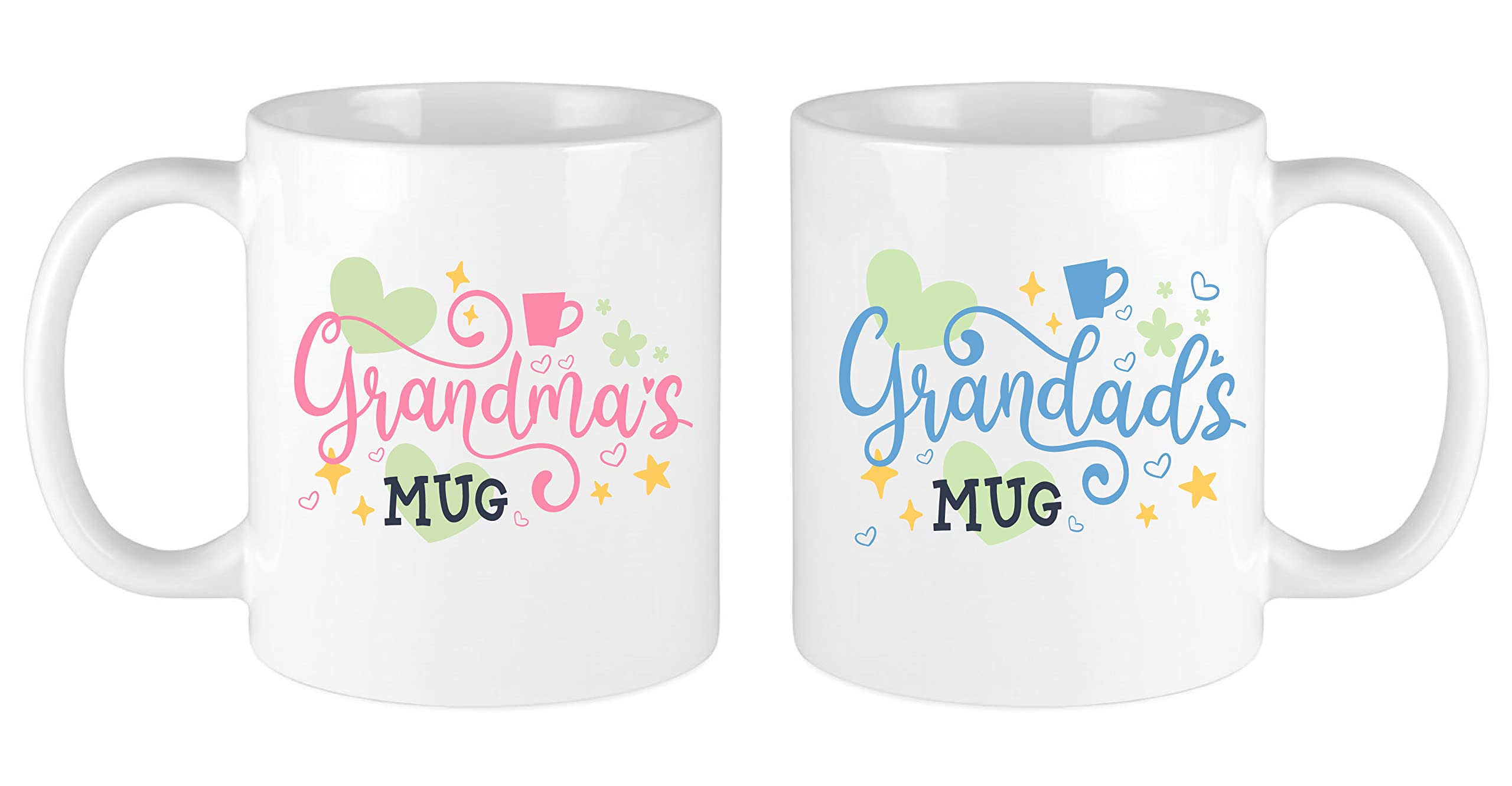 Grandma and Grandad Coffee Mugs for Best Grandparents, Grandma Grandad Gifts Grandson, Granddaughter, Grandchildren, Christmas, Anniversary Presents, Mothers Fathers Cups Set (Design 1 - White)