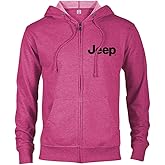 Jeep Ladies Full-Zip Hoodie – Pink Midweight Zip-Up with Embroidered Text Logo – YKK Zipper – Exclusive Gear